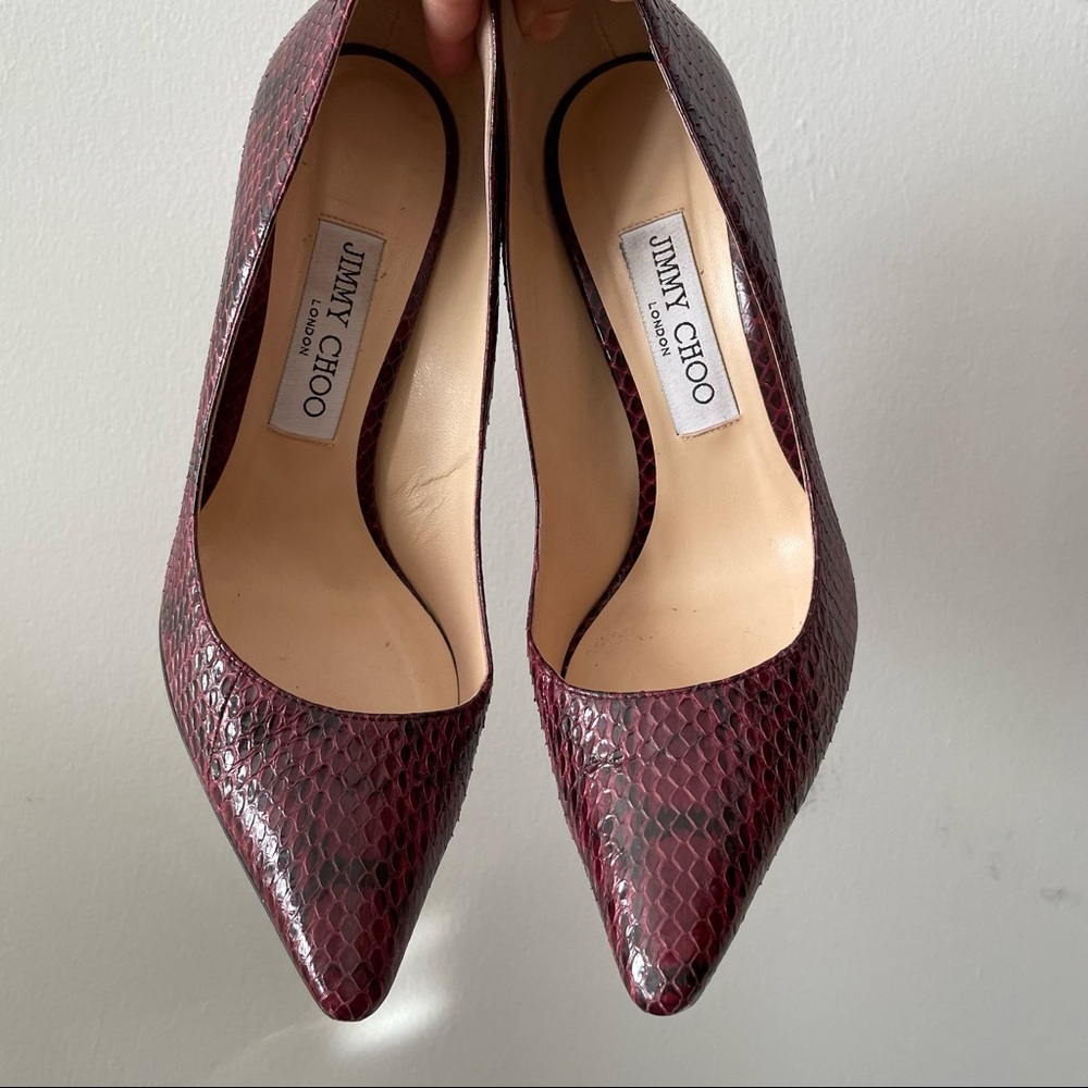 Jimmy Choo snakeskin Red Black Pumps